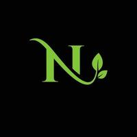 Brief n mit Blatt Konzepte n Logo Vorlage Brief n Symbol Natur Logo Vorlage vektor
