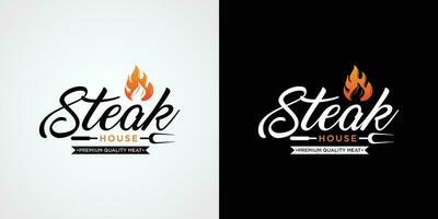 Jahrgang Steak Haus Logo. retro Stil Grill Restaurant Emblem. Vektor Illustration