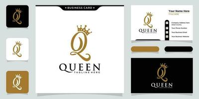 Initiale Brief q Krone Gold Luxus elegant Jahrgang Logo Design. vektor