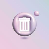 Müll Behälter Symbol mit im Kreis hell Pastell- Farbe im 3d Stil realistisch Vektor Kunst