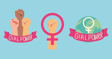 Frauentag, Girl Power Geschlecht weibliche Welt vektor