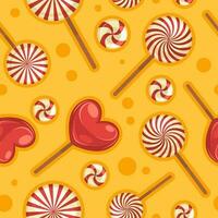 Süßigkeiten und Lutscher, Herzen Nachspeisen Süßigkeiten vektor