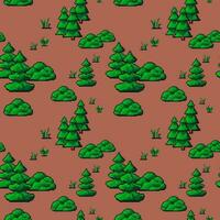 skog eller trän med tall träd och gräs, pixel vektor