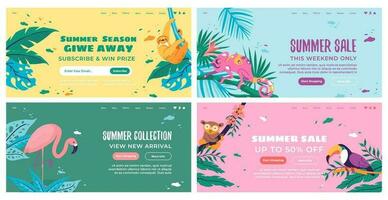 Netz Banner Design einstellen mit Sommer- Verkauf Angebot vektor