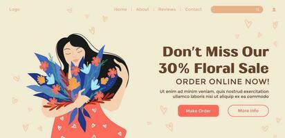 nicht Fräulein unser Blumen- Verkauf, bestellen online jetzt Netz vektor