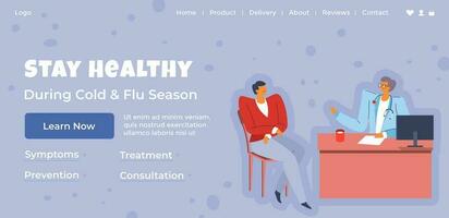 bleibe gesund während kalt und Grippe Jahreszeit Webseite vektor