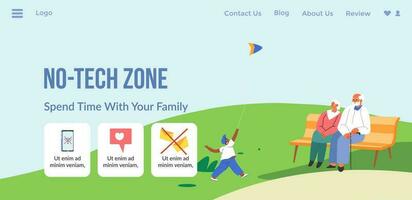 Nej tech zon, spendera tid med din familj webb vektor
