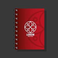 Corporate Identity Markenmodell, Notebook rotes Modell mit weißem Schild vektor