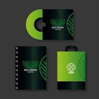 Corporate Identity Markenmodell, Set Geschäftsbriefpapier grünes Modell, grünes Firmenschild company vektor