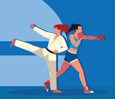kvinnlig boxare och kickboxare vektor