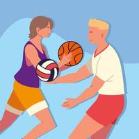 Leute, die Volleyball und Basketball spielen vektor