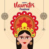 Poster der Göttin Durga für eine fröhliche Navratri-Feier vektor