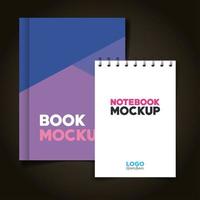 Corporate Identity Branding-Mockup, Mockup mit Notebook und Buch vektor