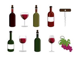 Wein mit Set-Icons bündeln vektor