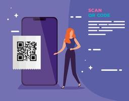 Smartphone scannen Code qr mit Geschäftsfrau vektor