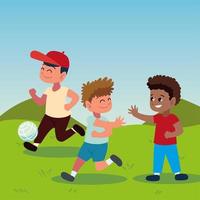 Gruppe von Kindern, die mit Ball spielen vektor