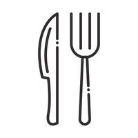 Koch Gabel und Messer Küchenutensilien Symbol Linie Stil vektor