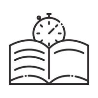 Koch-Rezeptbuch und Uhr-Küchengerät-Linie-Stil-Symbol vektor