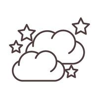 Wetter Nacht Wolken und Sterne Sky Line Icon Style vektor
