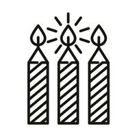 Grattis på födelsedagen randig ljus dekoration firande fest linje ikon stil vektor
