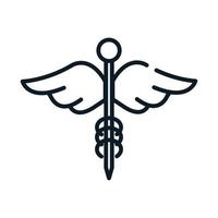 hälso-medicinsk caduceus emblem linje ikon vektor