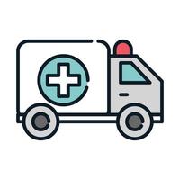 hälso- och sjukvårdstransport ambulans nödlinje och fyll vektor