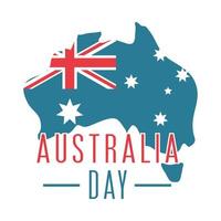 Australien-Tagesflagge im Kartenlandemblem vektor