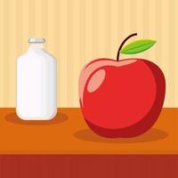 mat, äpple och mjölk vektor