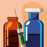 Impffläschchen, Spritze und Medizin vektor