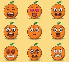 Vektor süß Orange Emoticon Ausdrücke einstellen