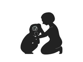 Silhouette von ein Junge erhalten Stress und traurig Emotion beim Zuhause mit Unterstützung Mutter nehmen Pflege ihn, mental Gesundheit Kinder Konzept. eben Vektor Illustration.