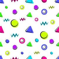 nahtlos Muster von geometrisch Formen von Dreiecke, Kreise, Zickzack auf ein Weiß Hintergrund. Vektor Illustration zum Design, drucken, Verpackung Papier, Hintergrund, Textil.
