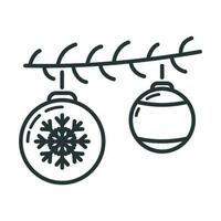 Konzept glücklich Neu Jahr, fröhlich Weihnachten Spielzeug Symbol, Gliederung Weihnachten Etikette Urlaub Winter Zeit eben Vektor Illustration, isoliert auf Weiß.