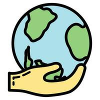 Öko freundlich Alternative Energie Quelle und Abfall Recycling Symbol, Konzept Grün Öko Erde Karikatur einfach eben Vektor Illustration, isoliert auf Weiß.
