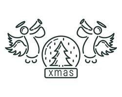 begrepp Lycklig ny år och glad jul översikt ikon, xmas märka Semester vinter- tid platt vektor illustration, isolerat på vit.