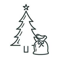 Konzept glücklich Neu Jahr und fröhlich Weihnachten Gliederung Symbol, Weihnachten Etikette Urlaub Winter Zeit eben Vektor Illustration, isoliert auf Weiß.