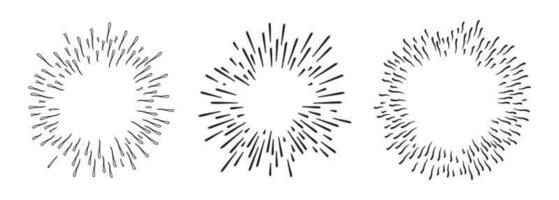 hand dragen starburst klotter explosion vektor illustration uppsättning isolerat på vit bakgrund.