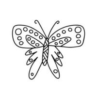 klotter monark fjäril vektor illustration. hand dragen fjäril färg sida