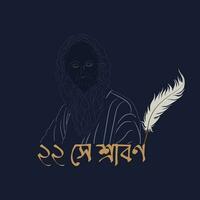 22 hon srabon, rabindranath tagore, srabon, rabindranath, social media posta design vektor