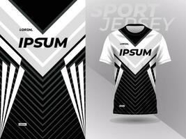 schwarz Weiß Hemd Sport Jersey Attrappe, Lehrmodell, Simulation Vorlage Design zum Fußball, Fußball, Rennen, Spiele, Moto-Cross, Radfahren, und Laufen vektor