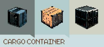 frakt containerns uppsättning pixelart vektor