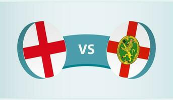 England gegen Alderney, Mannschaft Sport Wettbewerb Konzept. vektor