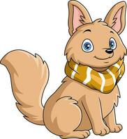 süß Fuchs Karikatur tragen Schal vektor