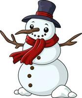 süß Schneemann tragen ein Hut und Schal vektor