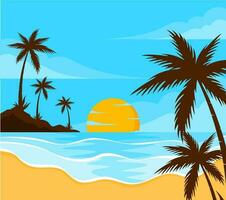 Sommer- auf das Strand Palme Vektor Illustration Hintergrund