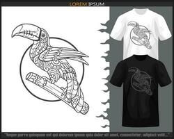 toucan fågel mandala konst isolerat på svart och vit t skjorta. vektor