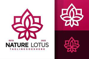 natur lotus spa logotyp design vektor symbol ikon illustration