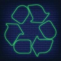 Plastik Recycling Abfall Sortierung Container Symbol glühen Neon- Stil, Umwelt Schutz Etikette eben Vektor Illustration, isoliert auf schwarz.