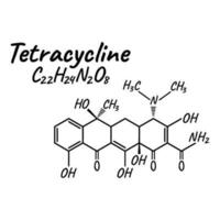 Tetracyclin Antibiotikum chemisch Formel und Komposition, Konzept strukturell medizinisch Arzneimittel, isoliert auf Weiß Hintergrund, Vektor Illustration.