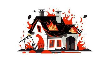 dramatisch Flamme erkunden das heftig Bild von ein Haus auf Feuer im das Banner vektor
